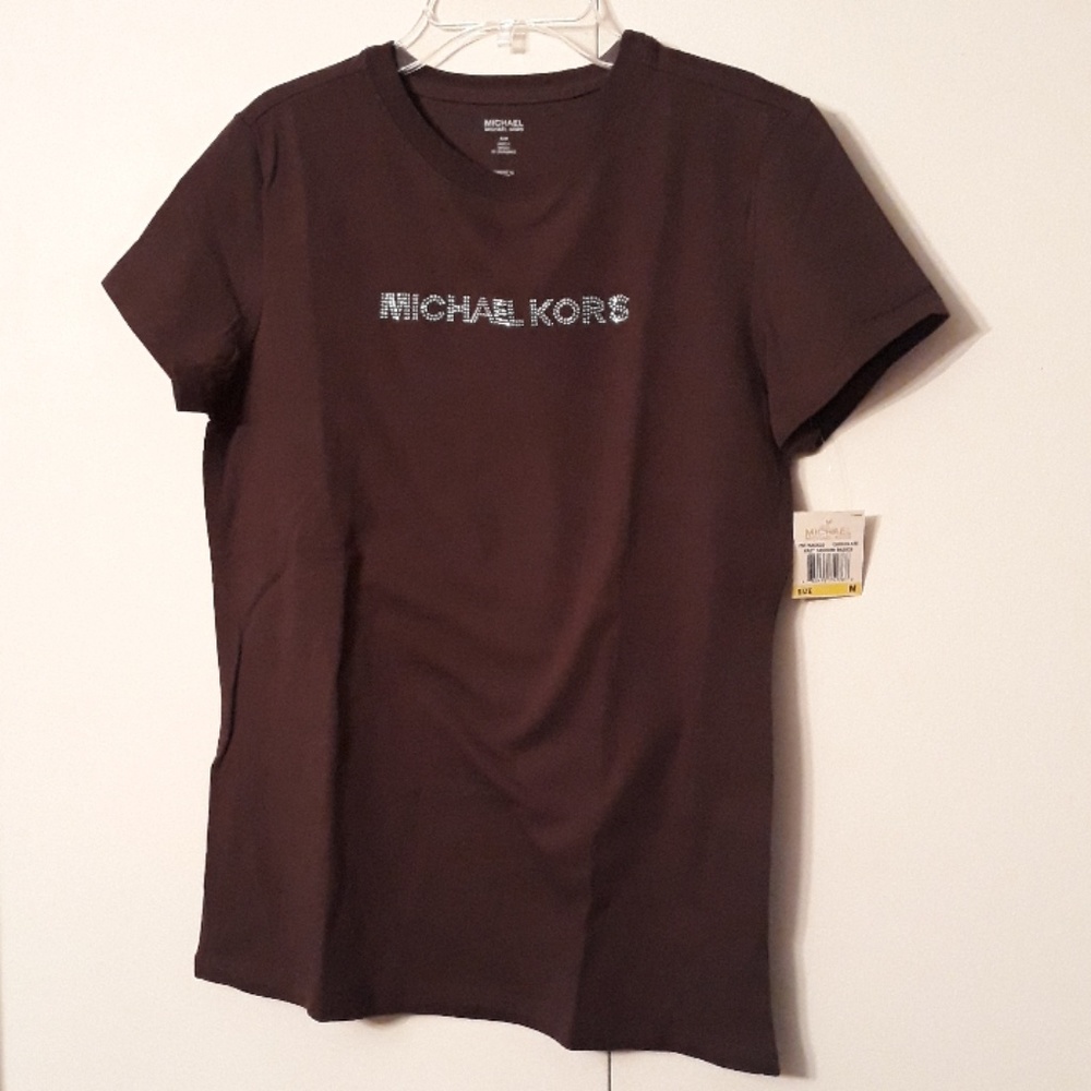 MICHAEL KORS T-Shirt M w/ Rhinestone Lettering NWT